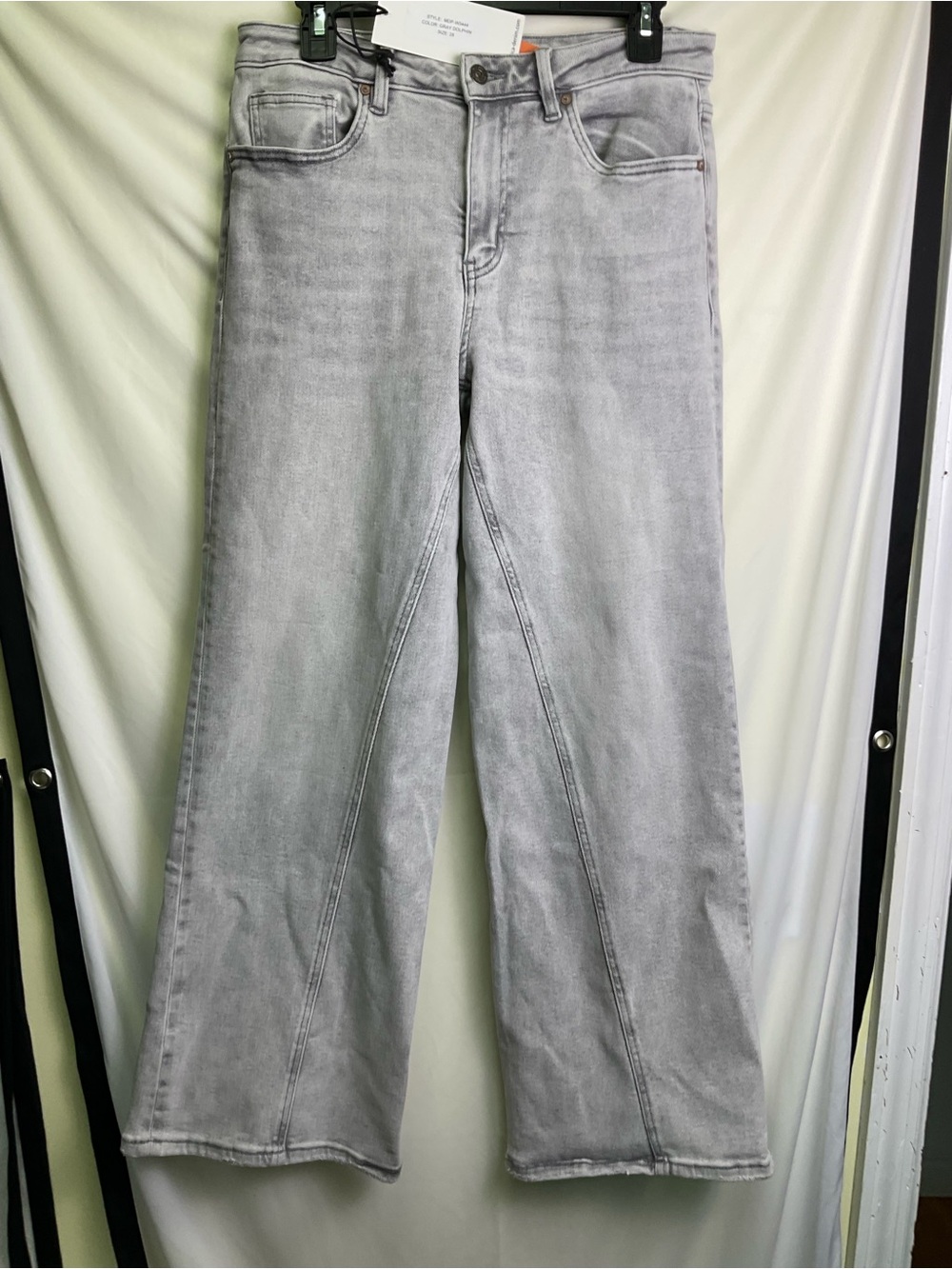 High Rise Wide Leg Jeans - Gray Dolphin